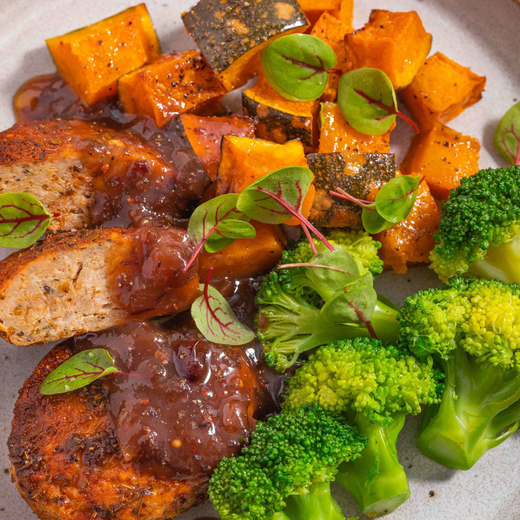 Turkey Rissoles with Cranberry Sauce & Veg Youfoodz